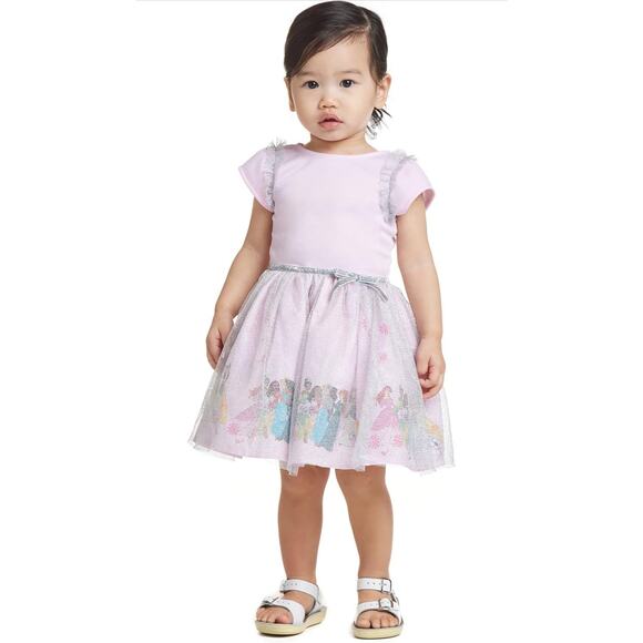 Pippa & Julie Girls' Disney Princess Short Sleeve Tutu Dress Blush 2T - Picture 1 of 8
